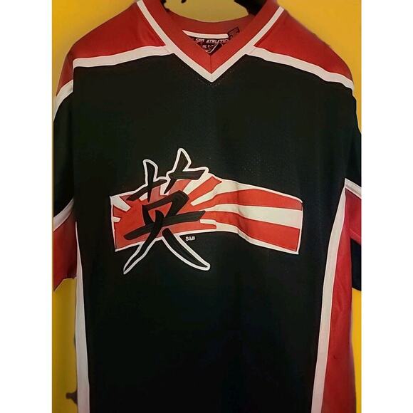 Steve & Barry’s Mens Dragons #5 Jersey Black Red Large Embroidered Japanese A98 - Picture 1 of 7
